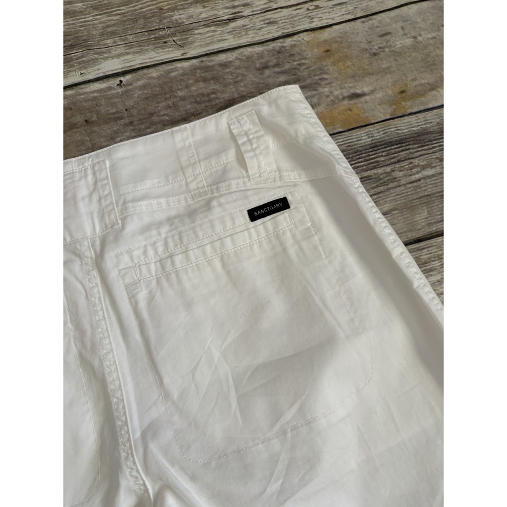 Cotton Twill Utility Crop Pants Sanctuary Ruched Small White - Picture 6 of 7
